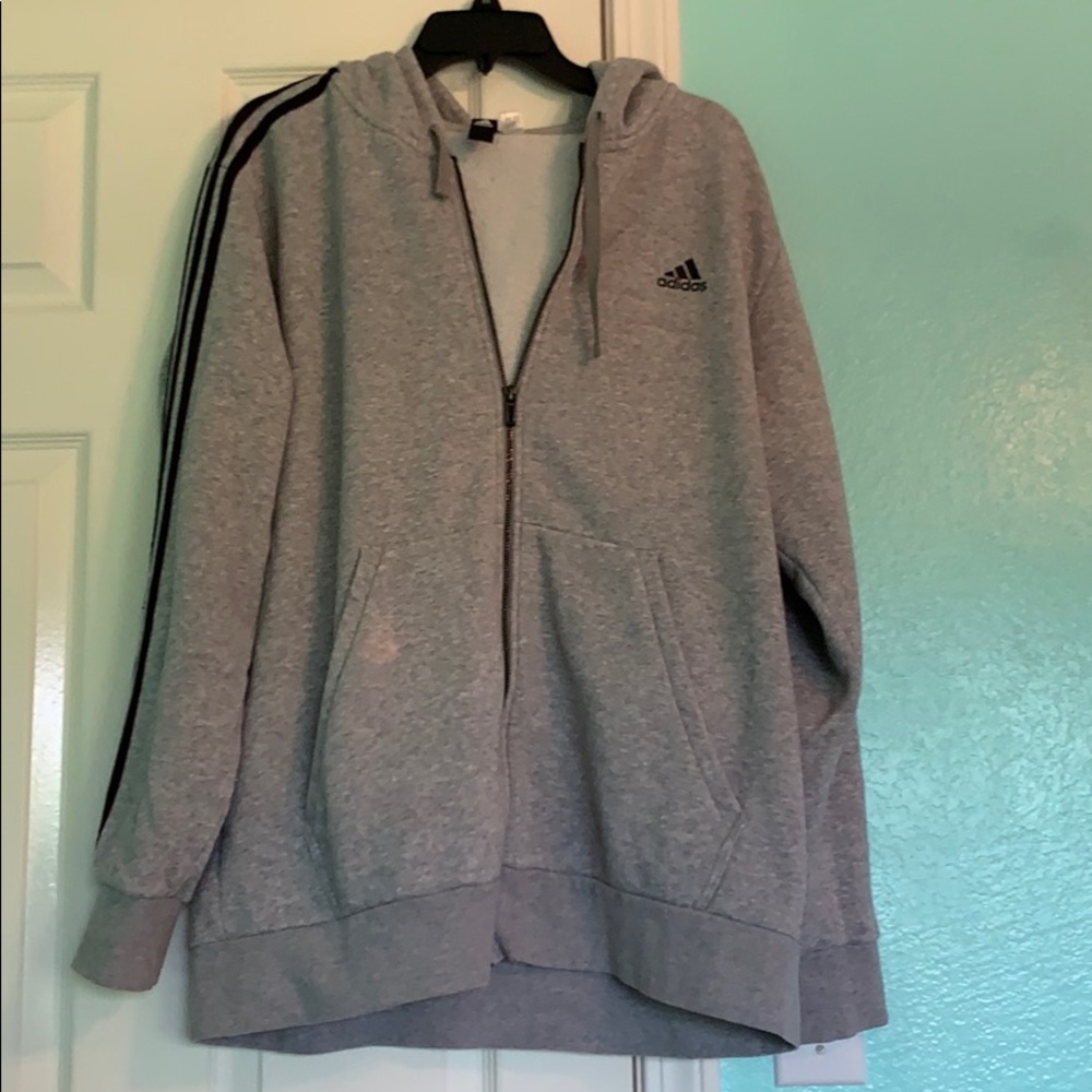 Adidas Men's Triple Stripe Zip-Up Jacket Gray